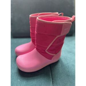 CROCS Kids Lodgepoint Snow Boot Size J3 Toddler Waterproof Pink Pull On